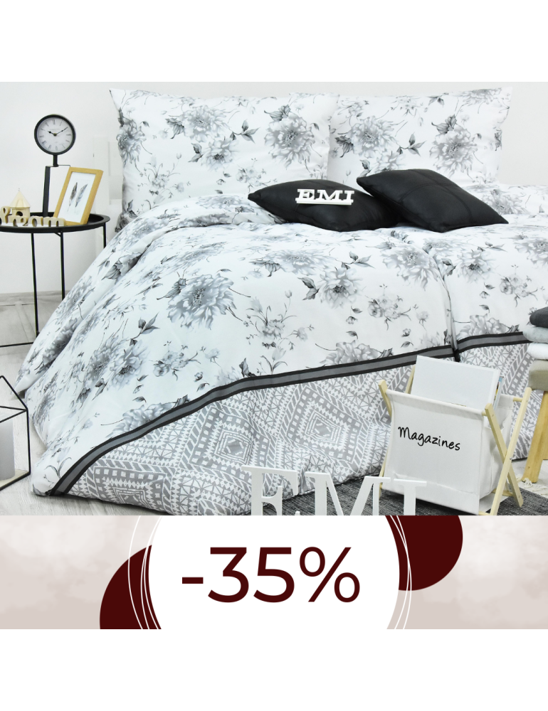 Obliečky Symphony satén sivo-biele EMI