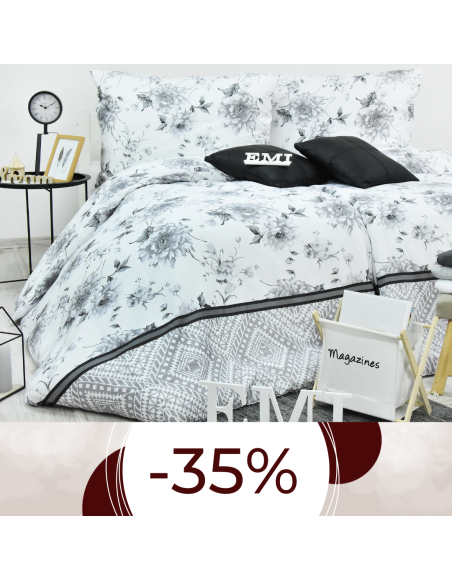 Obliečky Symphony satén sivo-biele EMI