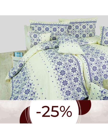 Obliečky bavlnené Etno krémovo-modré EMI