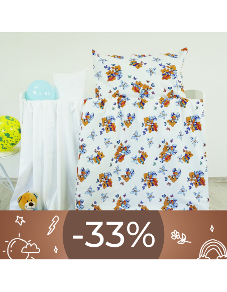 Obliečky detské bavlnené macko biele EMI