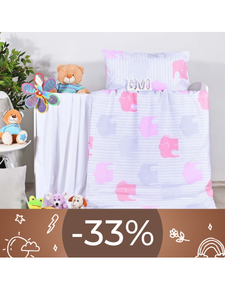 Obliečky detské sloníky ružové EMI