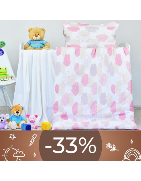 Obliečky detské bavlnené Obláčiky ružové EMI