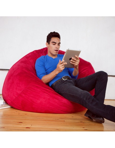 Sedací vak guľa semišová červená