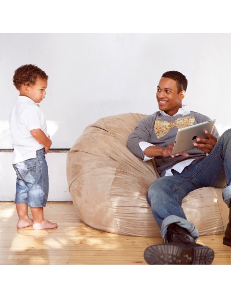 Sedací vak guľa semišová svetlohnedá