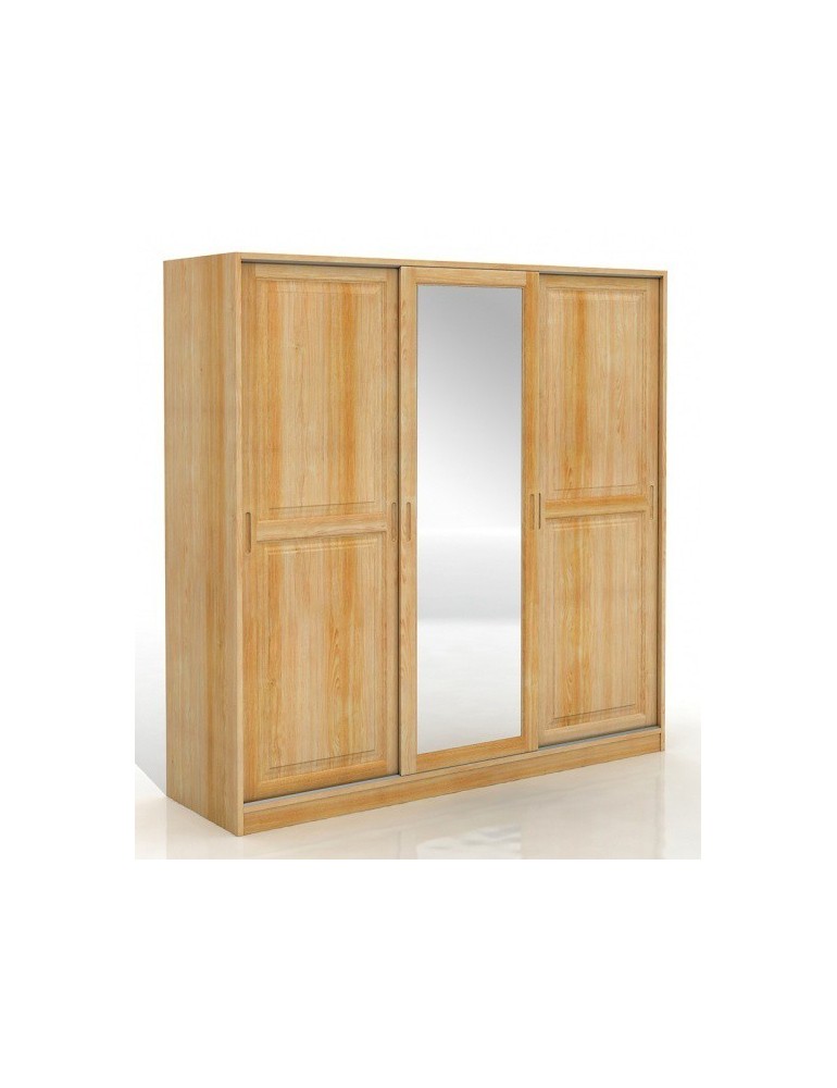 Šatníkova skriňa borovicová 3D Hedmark so zrkadlom- Visby