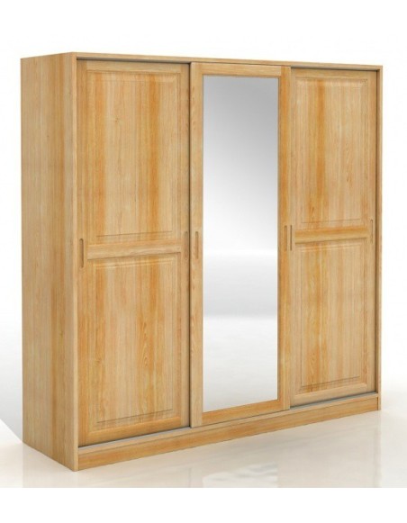 Šatníkova skriňa borovicová 3D Hedmark so zrkadlom- Visby