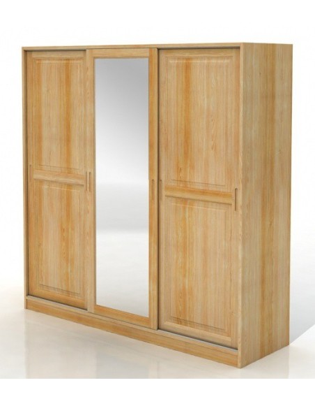 Šatníkova skriňa borovicová 3D Hedmark so zrkadlom- Visby