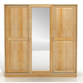 Šatníkova skriňa borovicová 3D Hedmark so zrkadlom- Visby