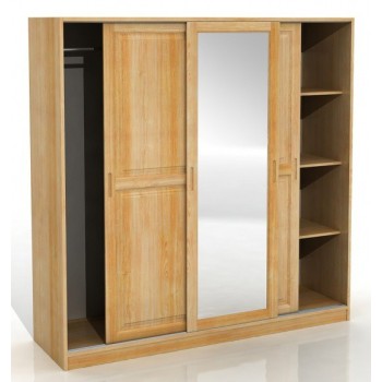 Šatníkova skriňa borovicová 3D Hedmark so zrkadlom- Visby