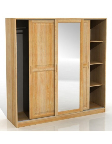 Šatníkova skriňa borovicová 3D Hedmark so zrkadlom- Visby