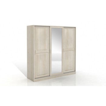 Šatníkova skriňa borovicová 3D Hedmark so zrkadlom- Visby
