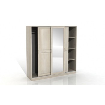 Šatníkova skriňa borovicová 3D Hedmark so zrkadlom- Visby