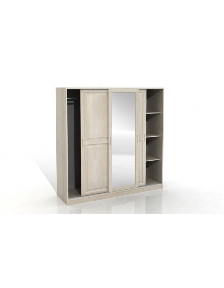Šatníkova skriňa borovicová 3D Hedmark so zrkadlom- Visby