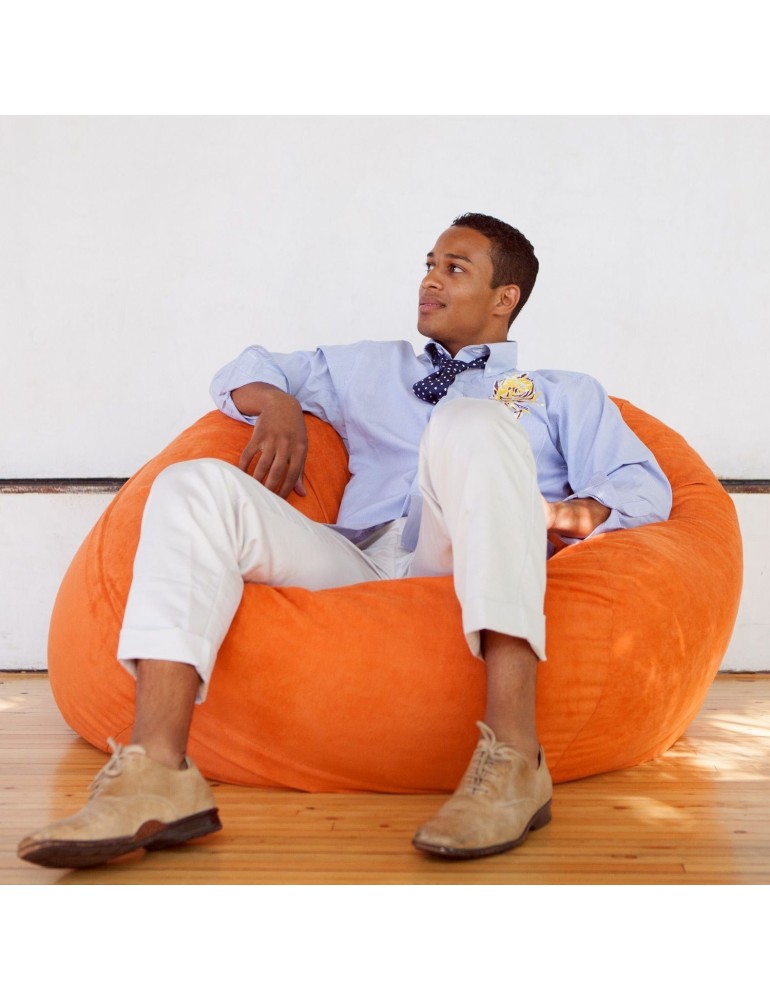 Sedací vak guľa semišová oranžová