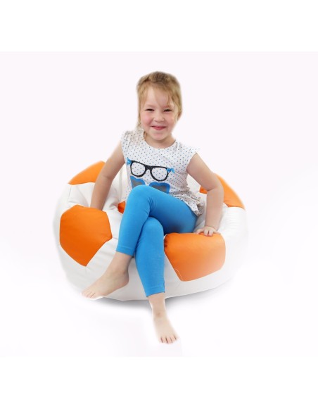 Sedací vak futbalová lopta malá bielooranžová EMI