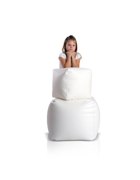 Sedací vak taburetka kocka veľká biela EMI
