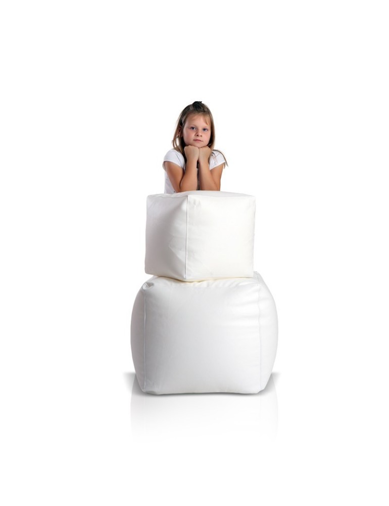 Sedací vak taburetka kocka malá biela EMI