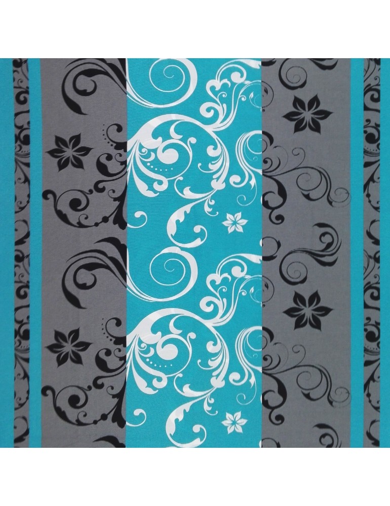 Látka metráž bavlna 100% Don Lilien tyrkysovo-sivé CNM