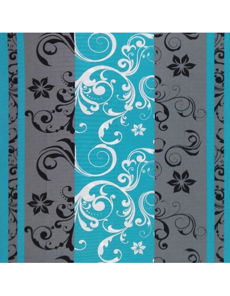 Látka metráž bavlna 100% Don Lilien tyrkysovo-sivé CNM