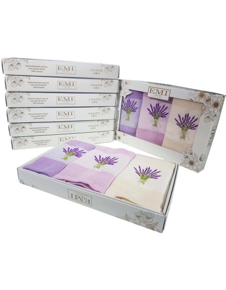 Utierky vaflové na riad levanduľa set 3 ks EMI