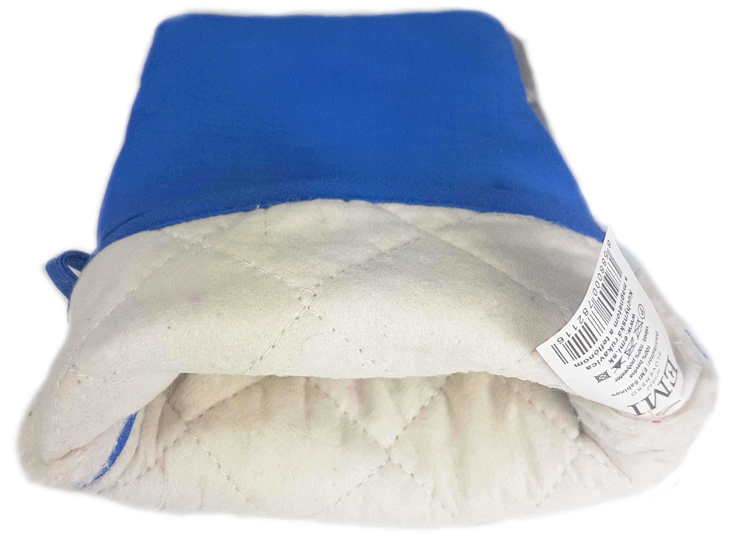 modrá kuchynská rukavica