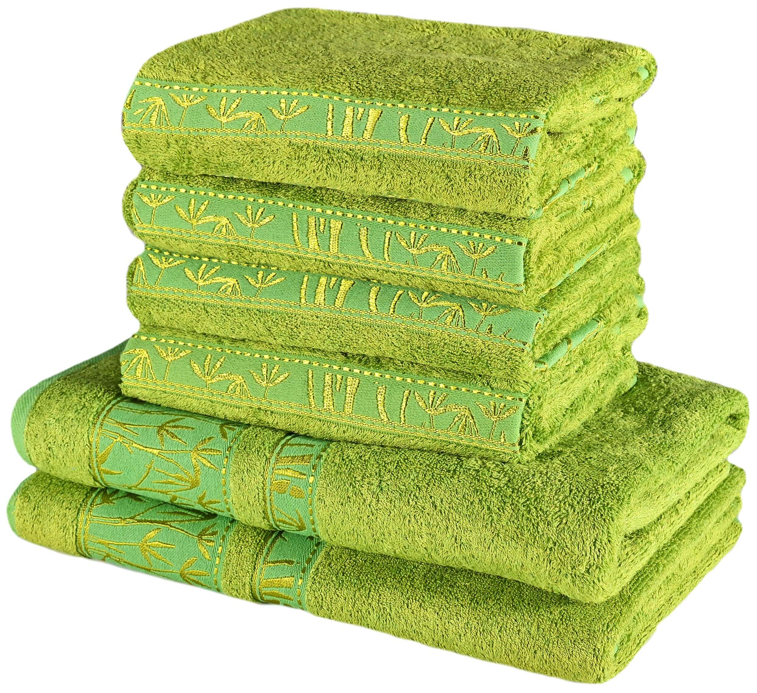 sada zelenych bambusovych osusiek a uterakov