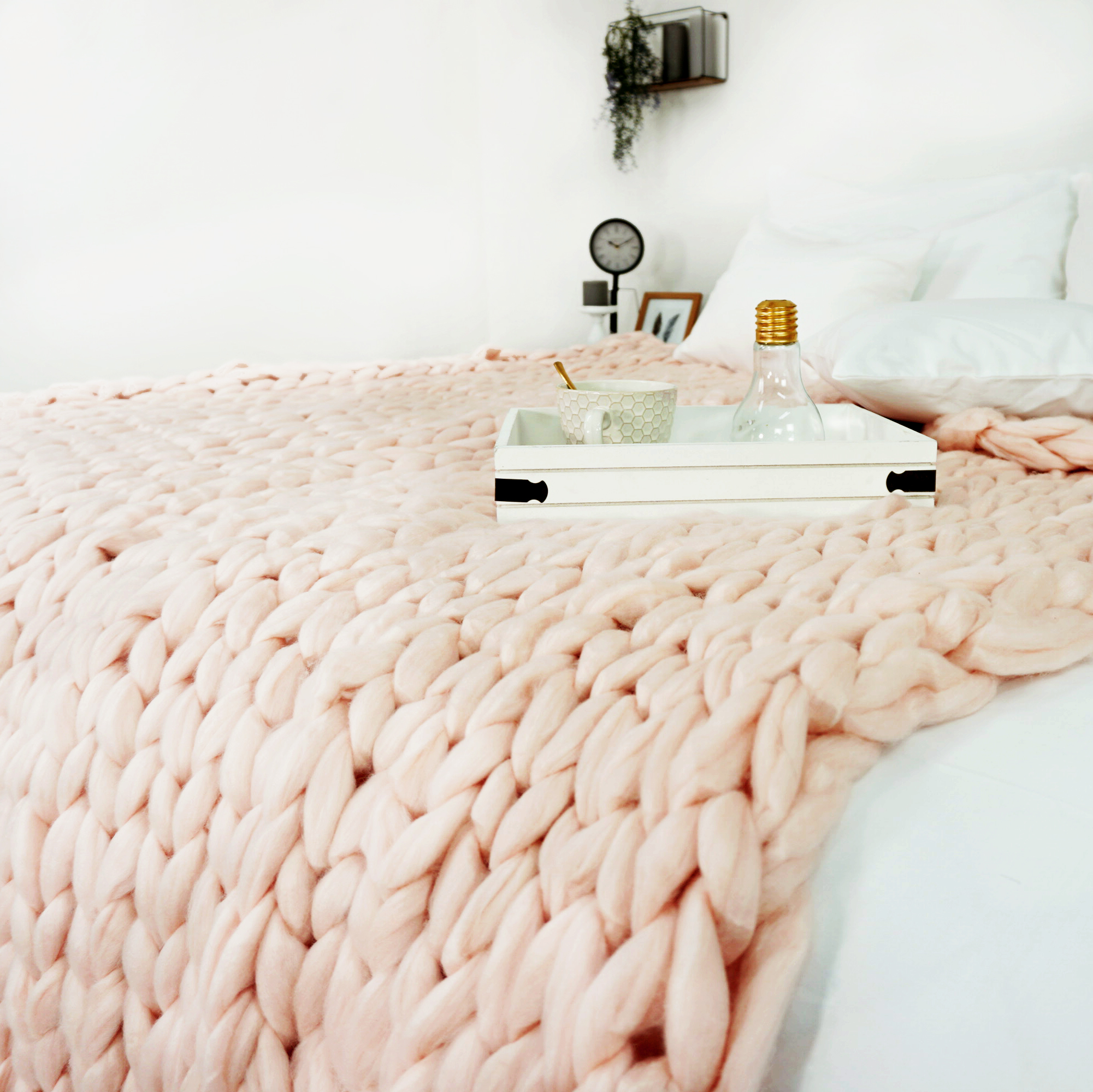 pletená deka marhuľová