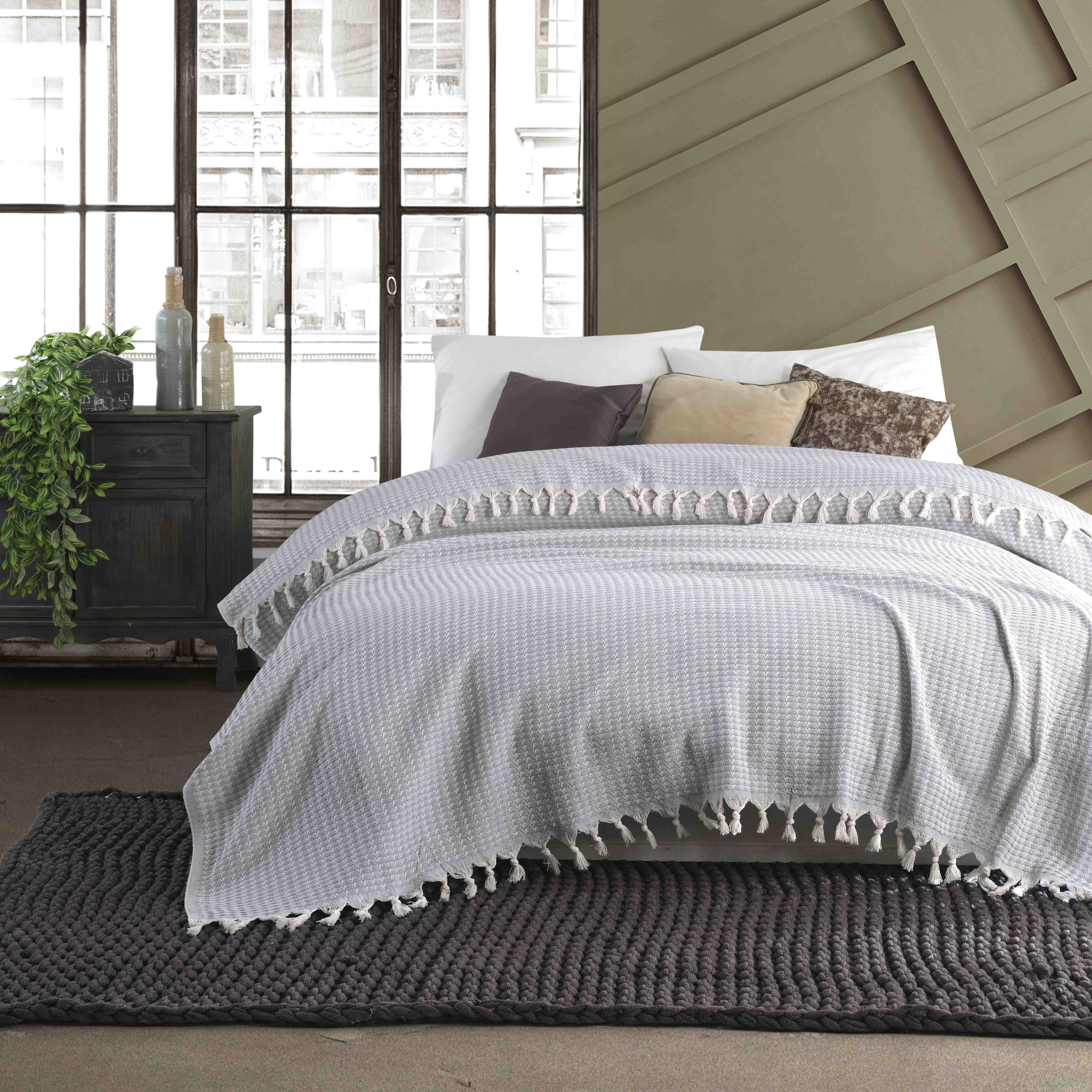 sivý prehoz zo 100% bavlny