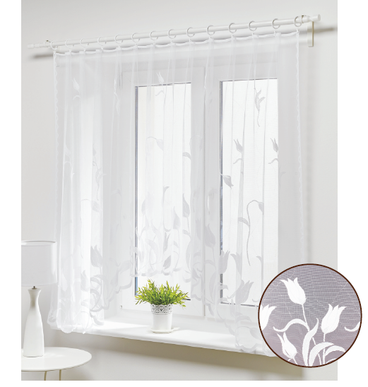 biela záclona s tulipánmi 300 x 150