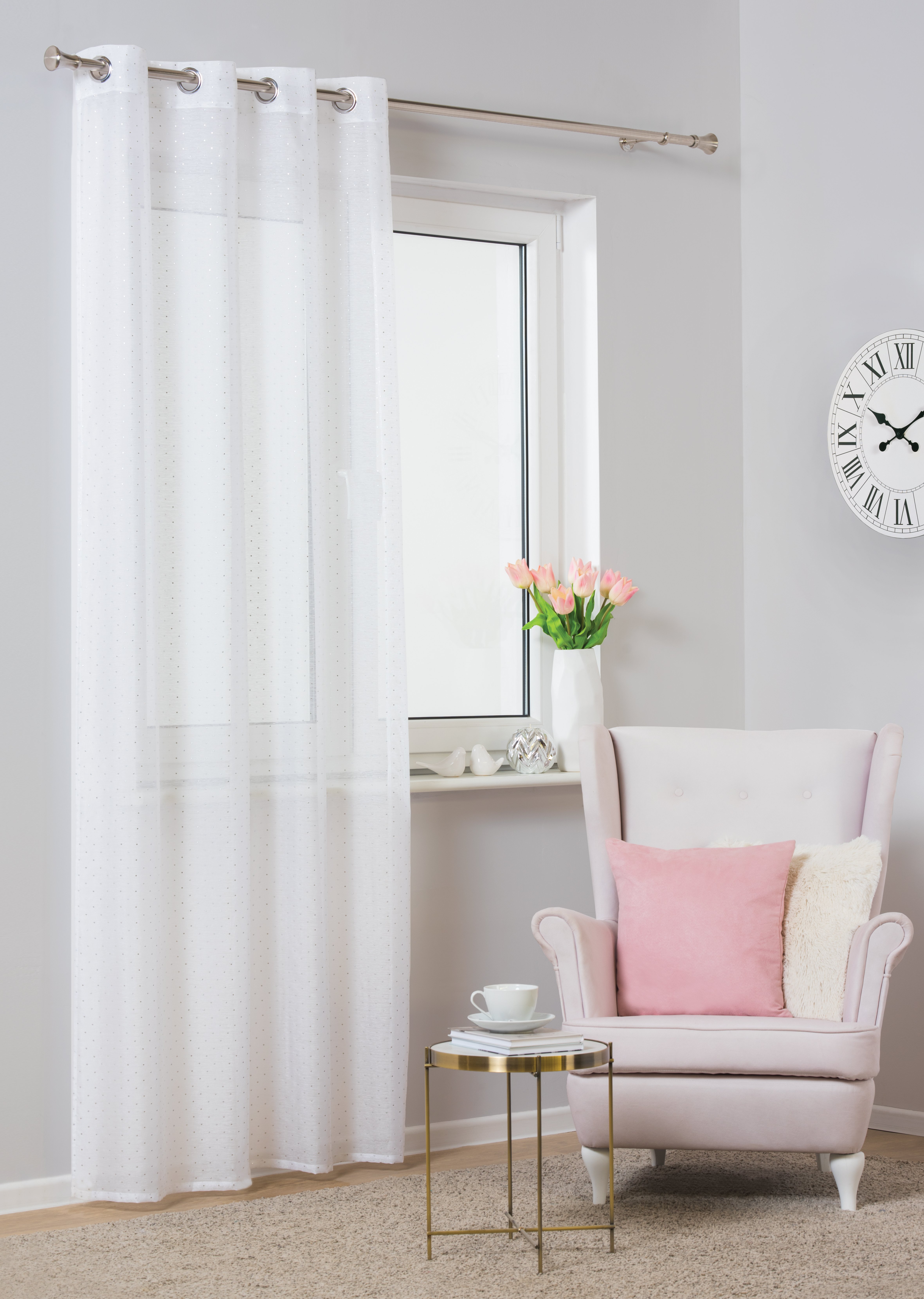 biela záclona so vzorom 140 x 250 cm