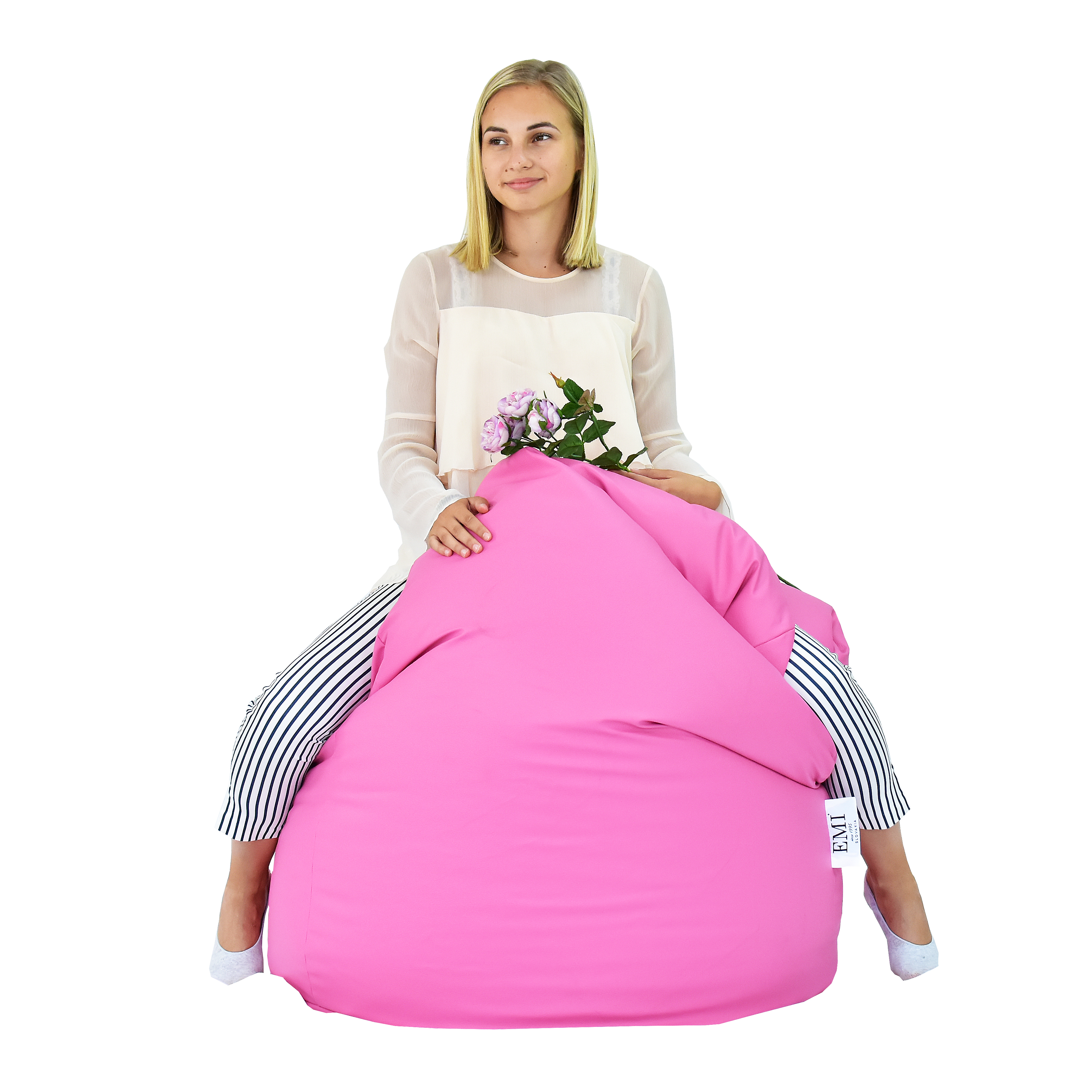 ruzovy sedaci vak z ekokoze