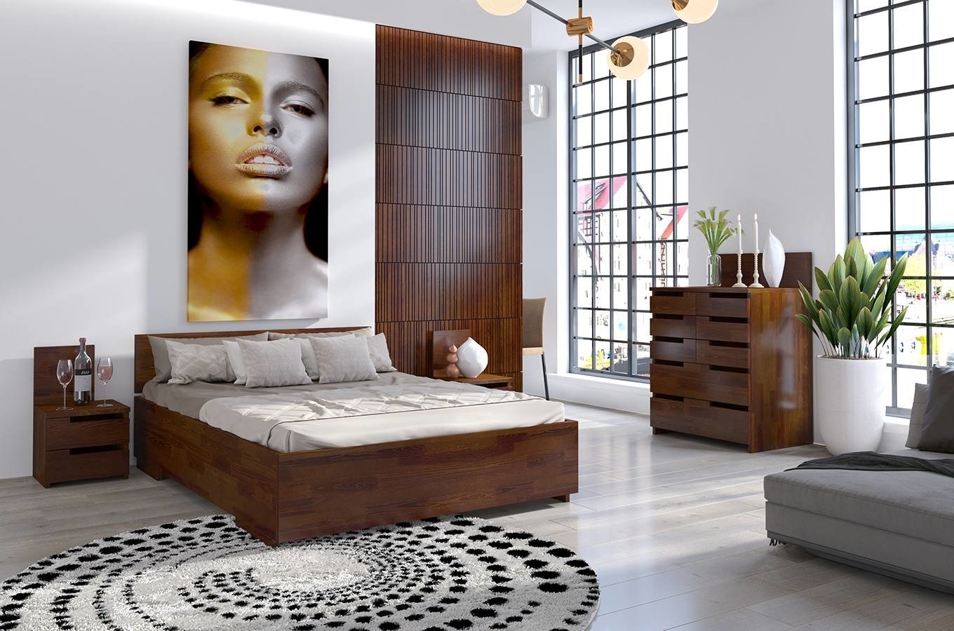 postel z masivu borovicova orech