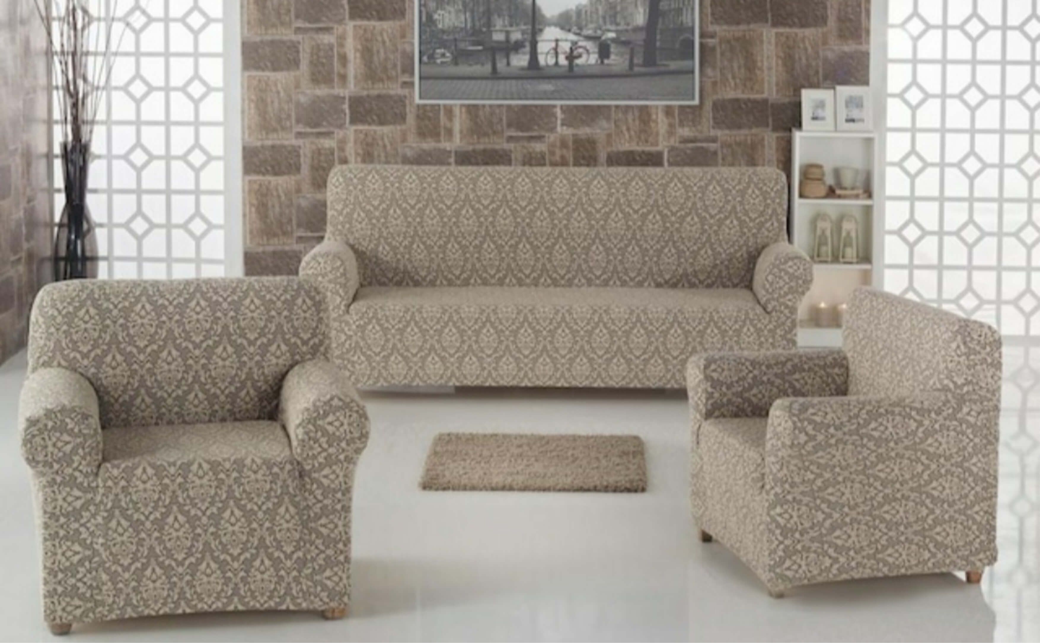 béžový poťah na sedačku