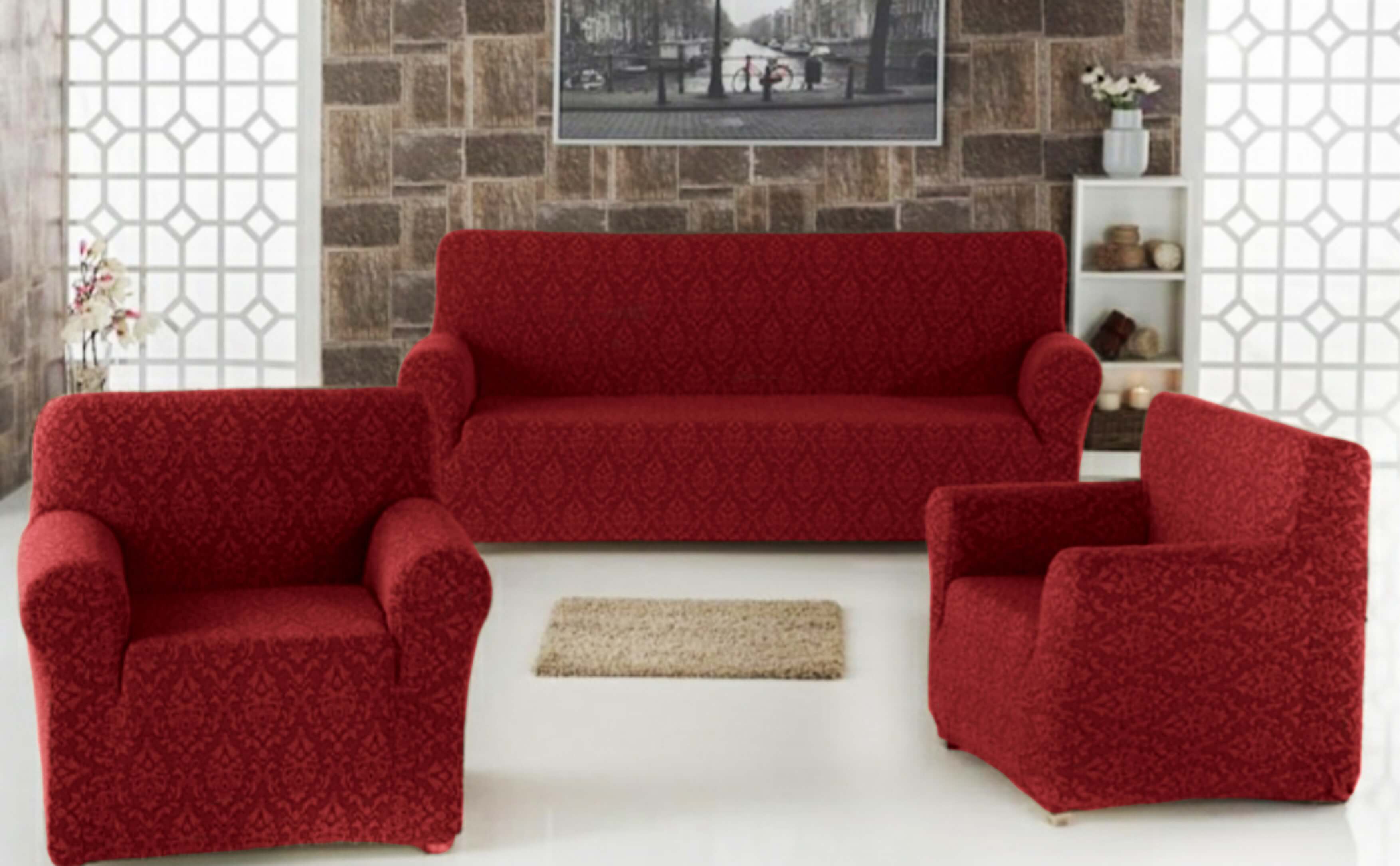 bordový poťah na sedačku